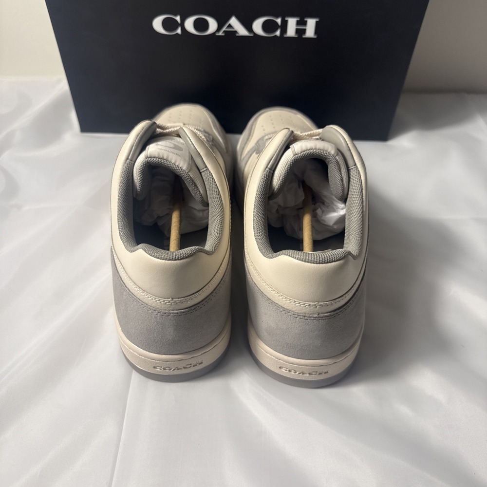 Coach C201 Leather Sneakers Chalk Dove Gray Sizes Mens 7D Womans 8D New $150 - Picture 2 of 9